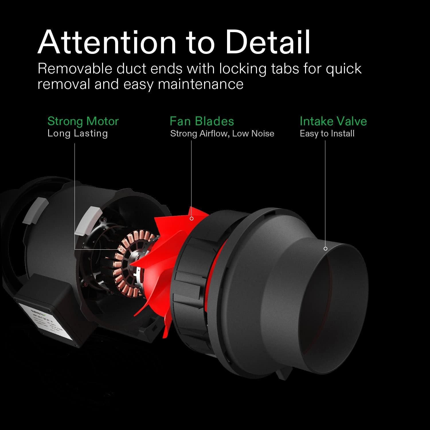 Kit de Ventilación VIVOSUN 4" con Ventilador 190 CFM y Filtro