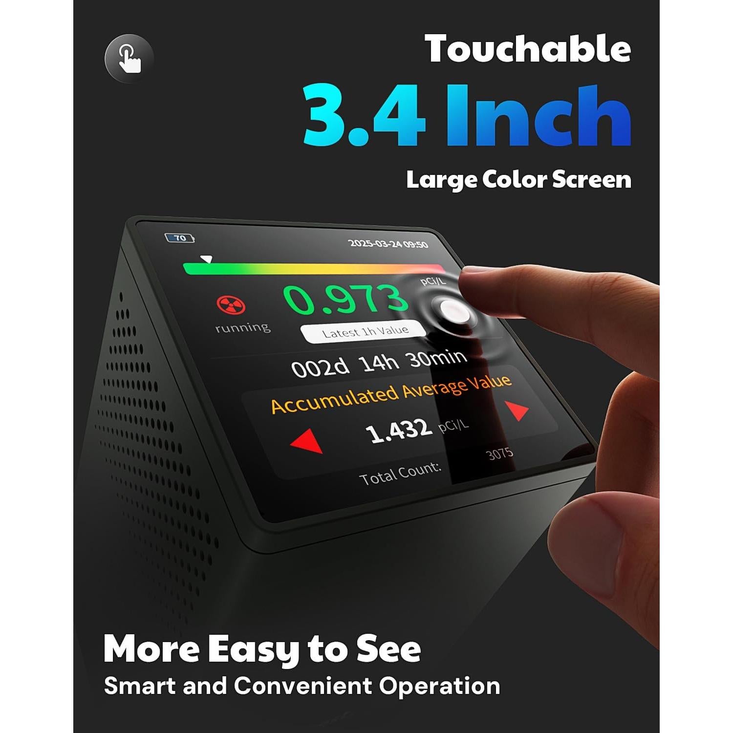 Detector de Radón HOUND-2033 AEGTEST Pantalla Táctil 8.64 cm