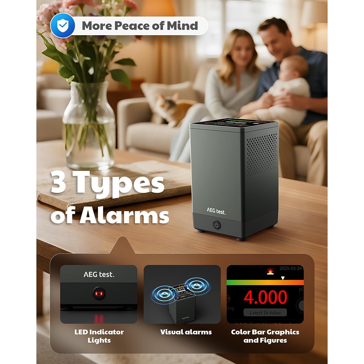 Detector de Radón HOUND-2033 AEGTEST Pantalla Táctil 8.64 cm