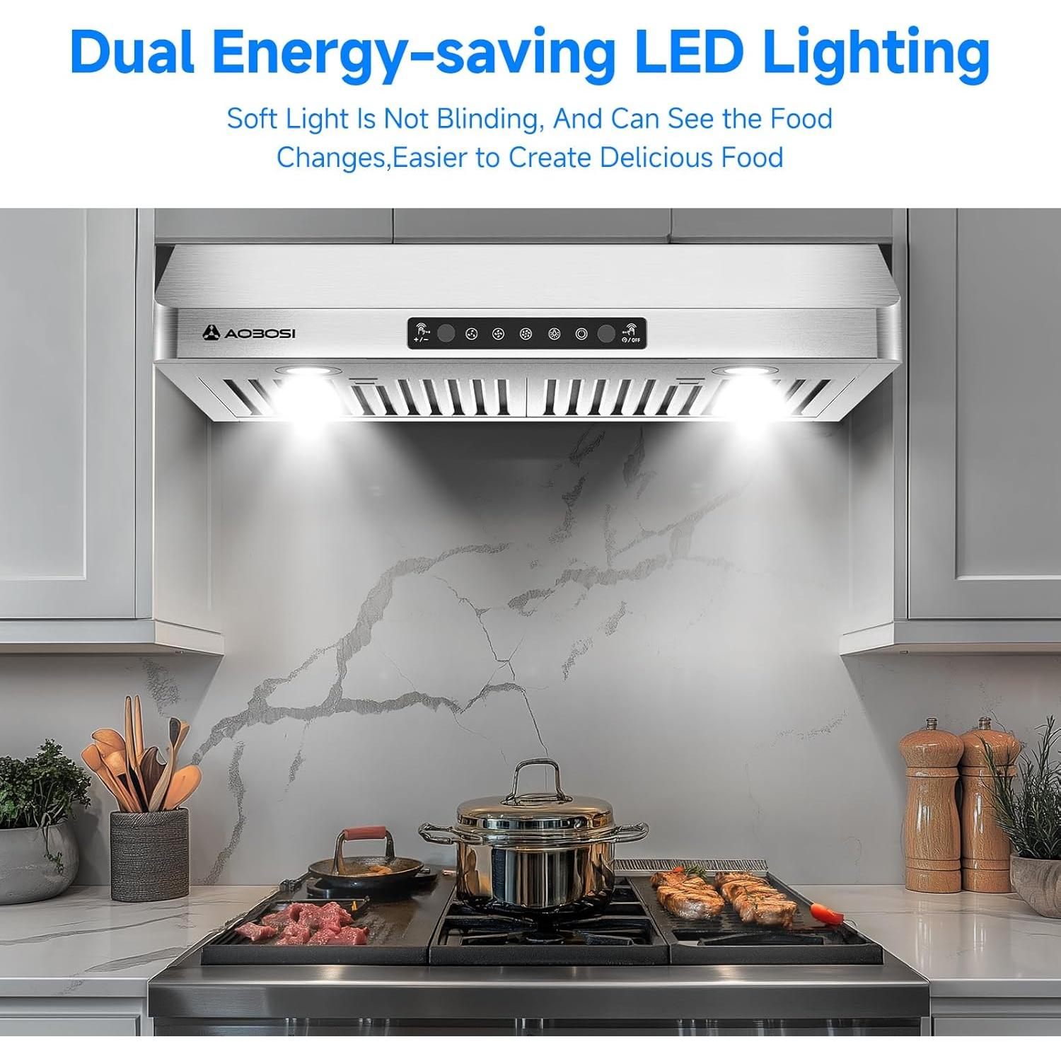 Campana Extractora AAOBOSI 75 cm Bajo Gabinete 800 CFM LED