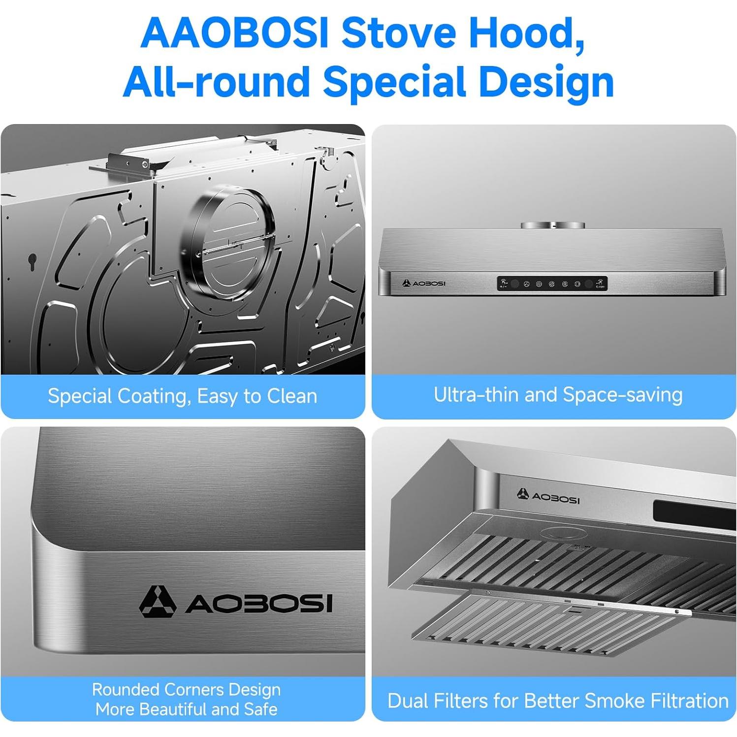 Campana Extractora AAOBOSI 75 cm Bajo Gabinete 800 CFM LED