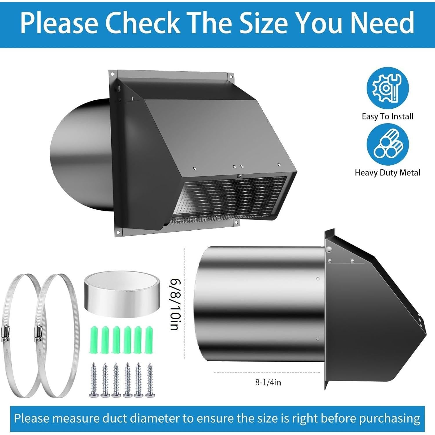 Tapa de Ventilación de Pared Kylazer 6 Pulgadas con Capucha