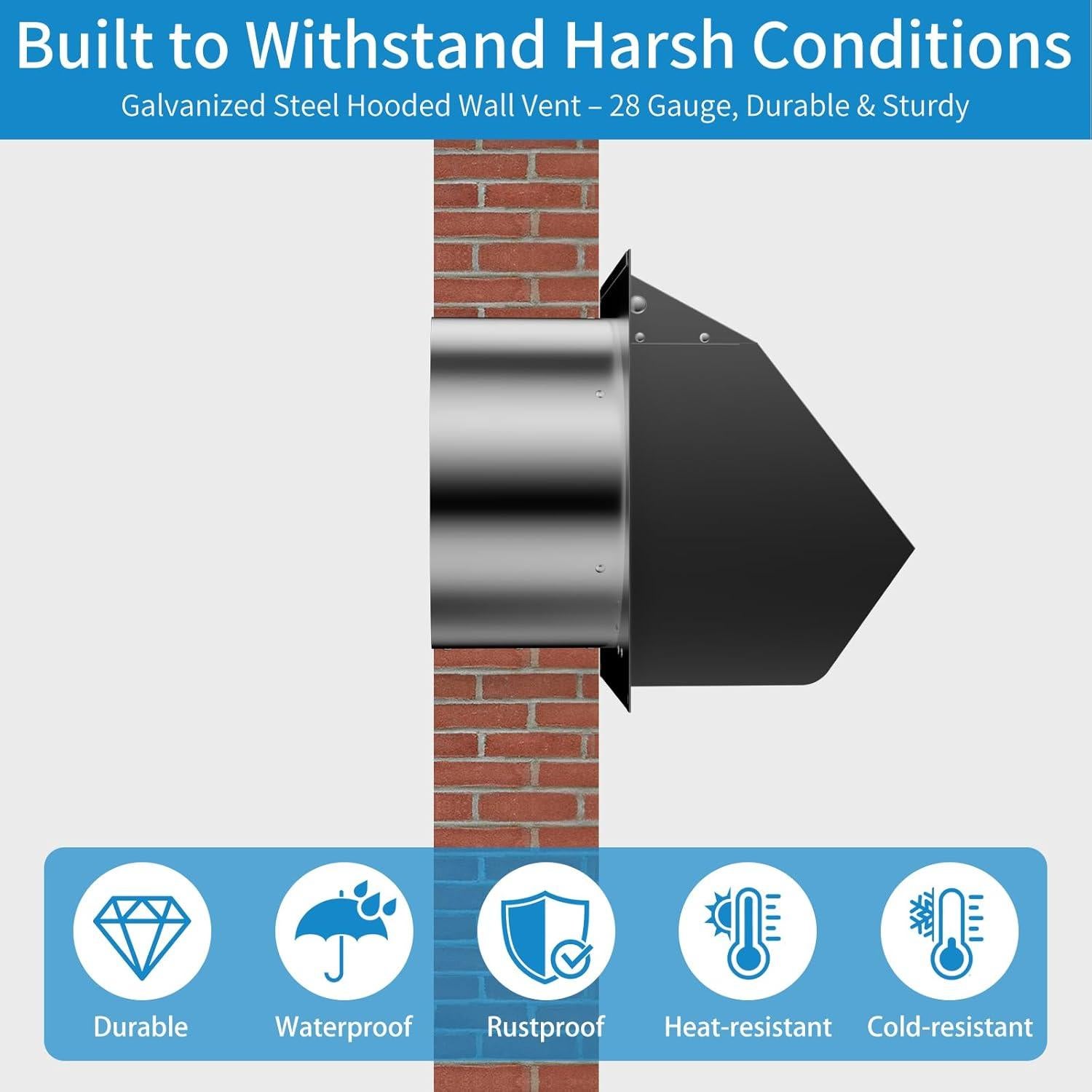 Tapa de Ventilación de Pared Kylazer 6 Pulgadas con Capucha