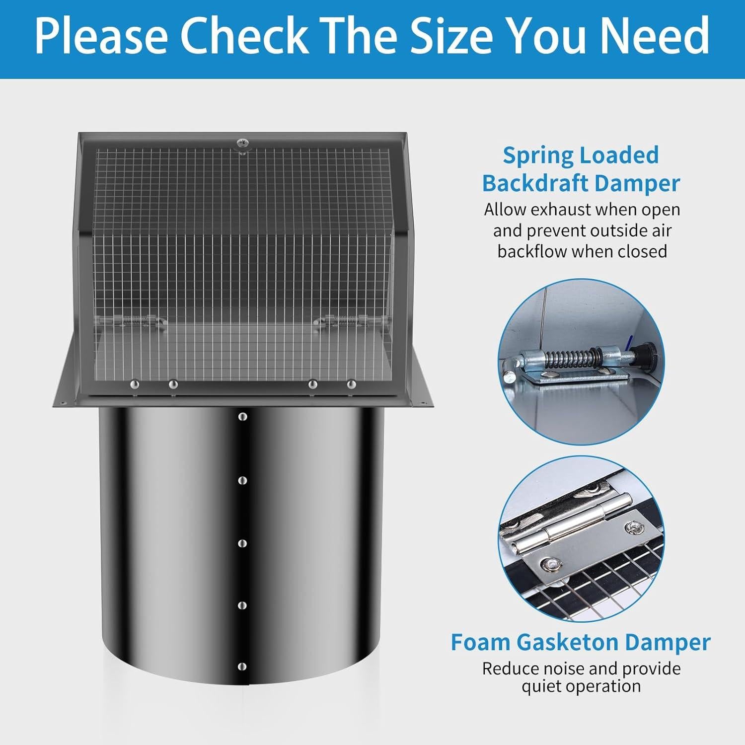 Tapa de Ventilación de Pared Kylazer 6 Pulgadas con Capucha