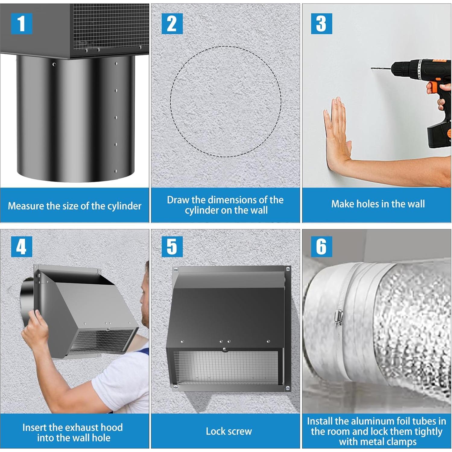 Tapa de Ventilación de Pared Kylazer 6 Pulgadas con Capucha