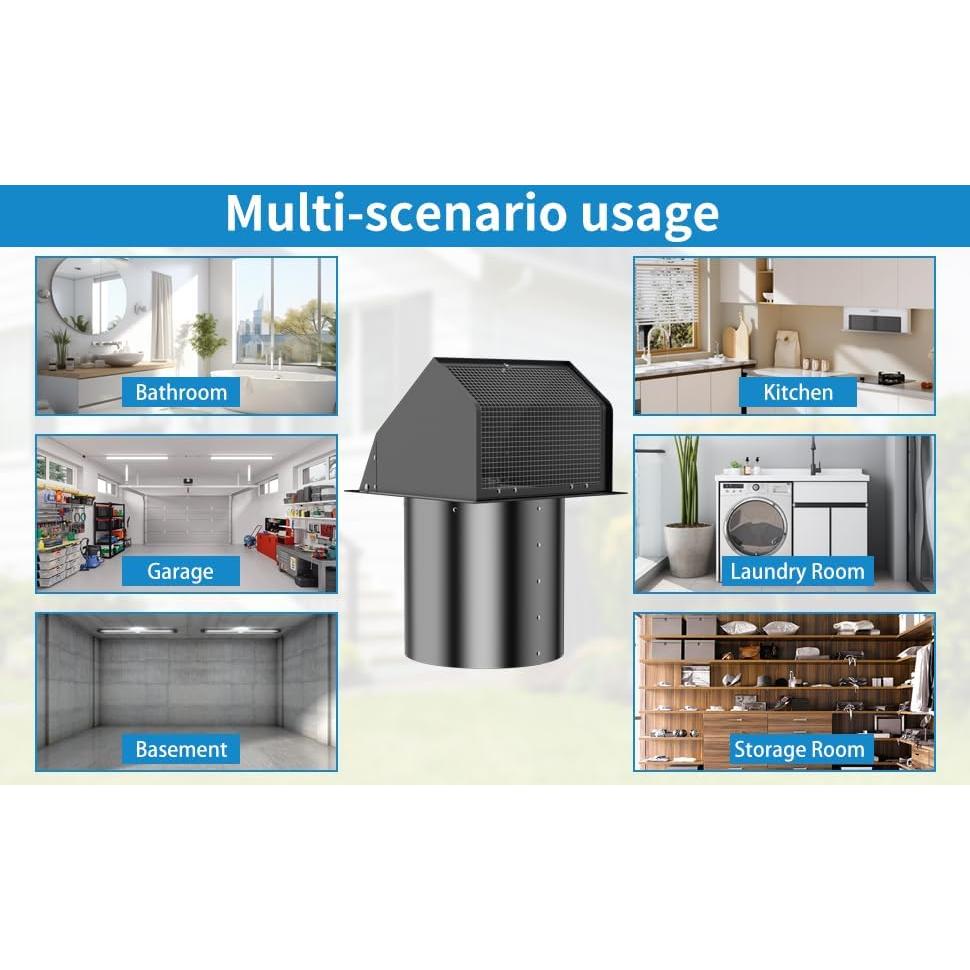 Tapa de Ventilación de Pared Kylazer 6 Pulgadas con Capucha