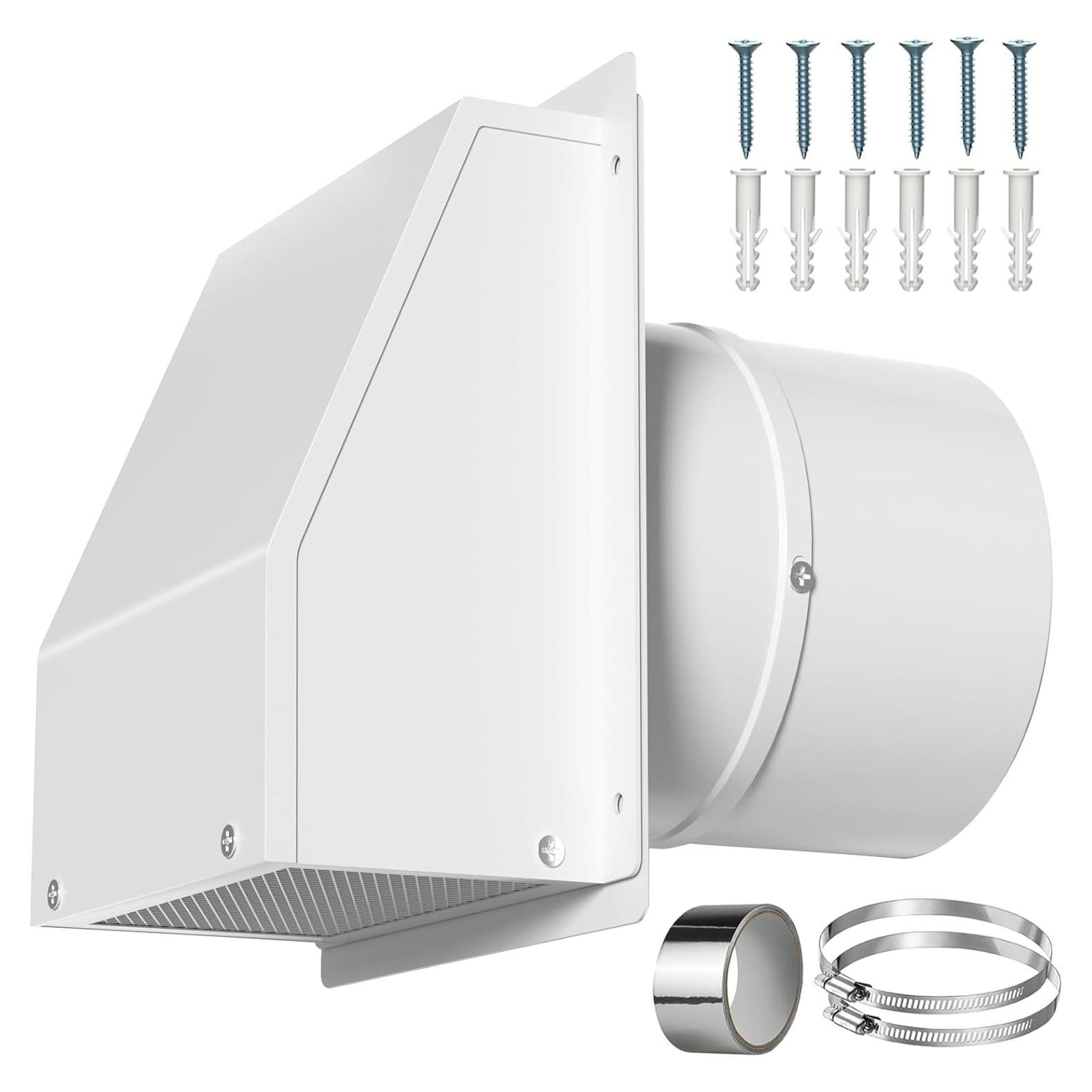 Cubierta de Ventilación de Pared 8" Yawl Acero Galvanizado Blanco