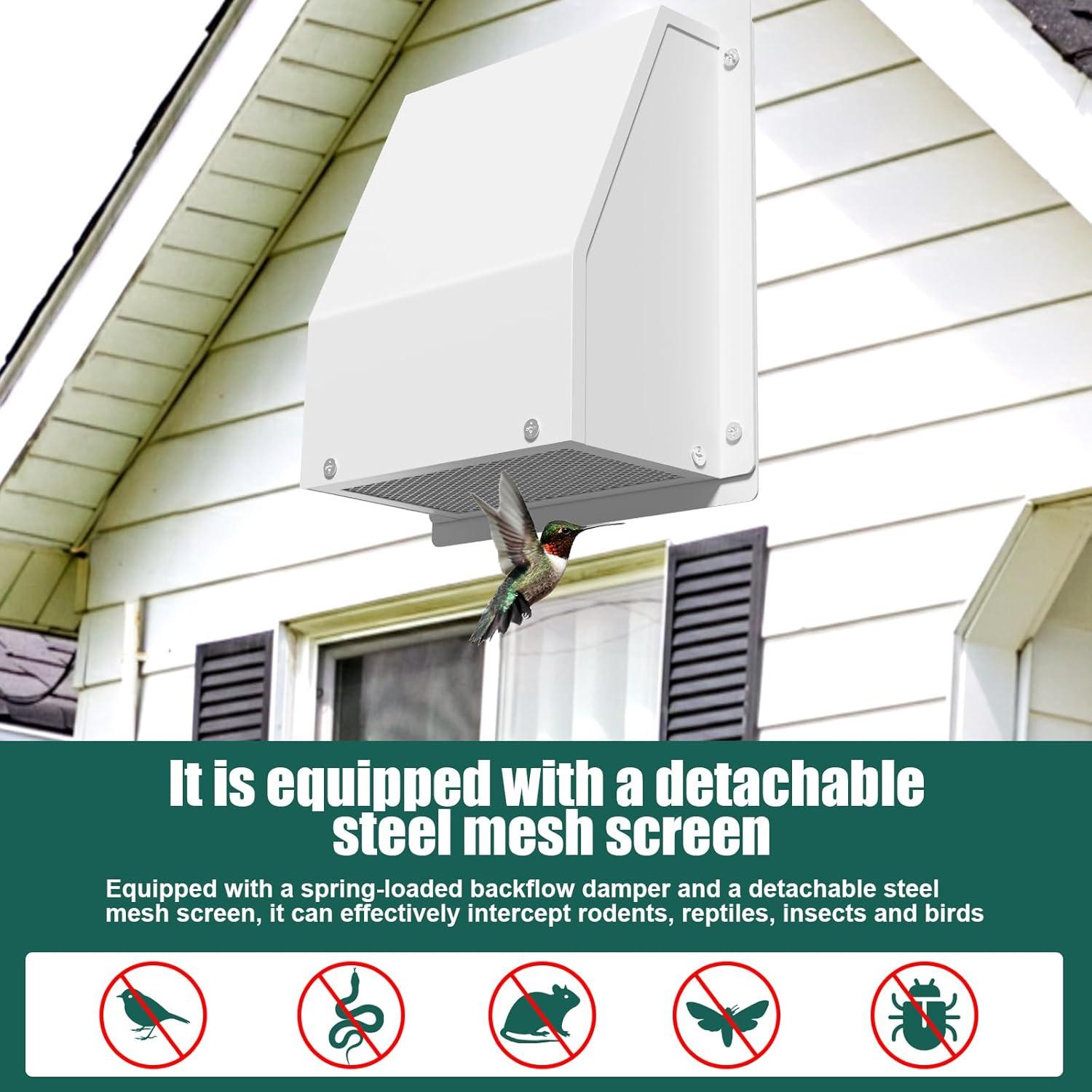 Cubierta de Ventilación de Pared 8" Yawl Acero Galvanizado Blanco