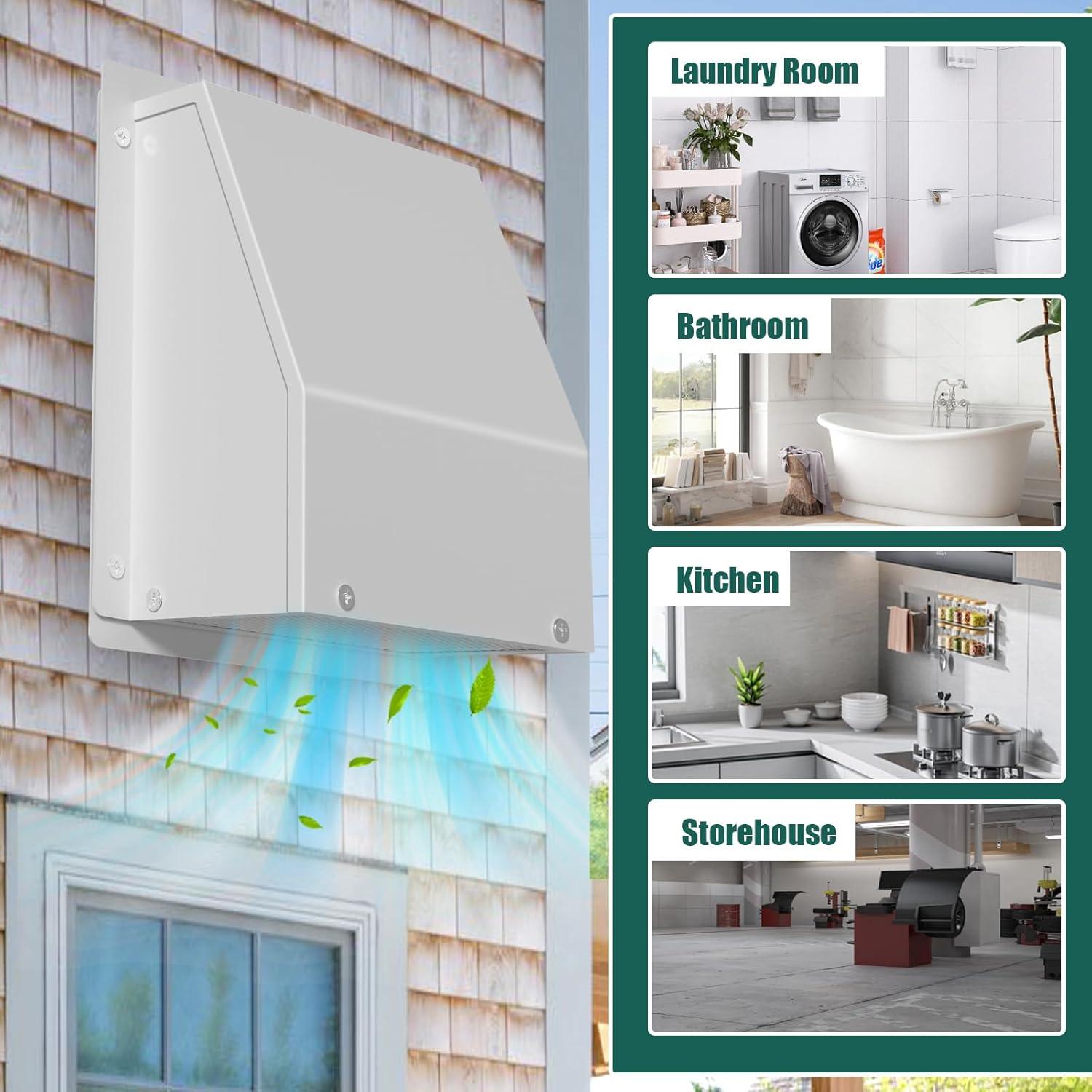 Cubierta de Ventilación de Pared 8" Yawl Acero Galvanizado Blanco