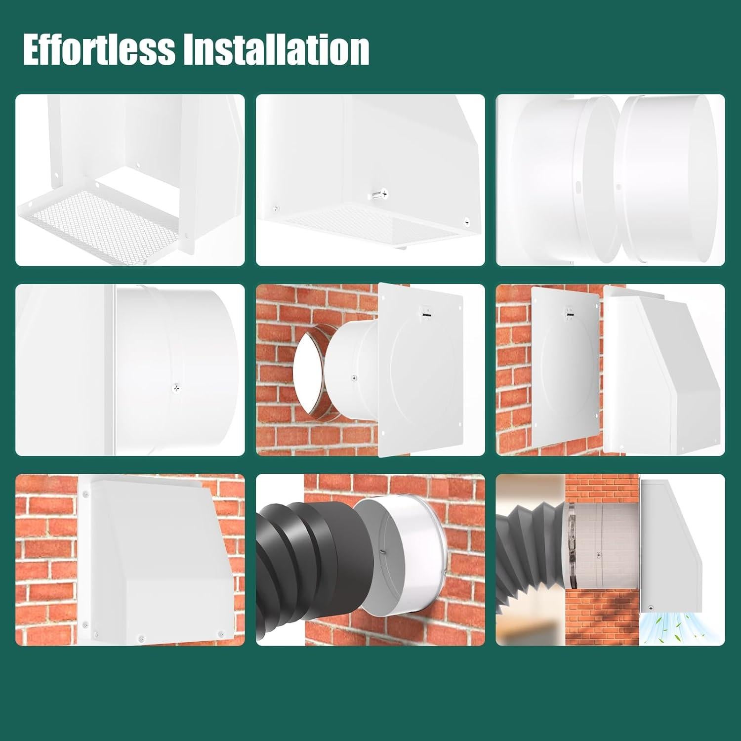 Cubierta de Ventilación de Pared 8" Yawl Acero Galvanizado Blanco