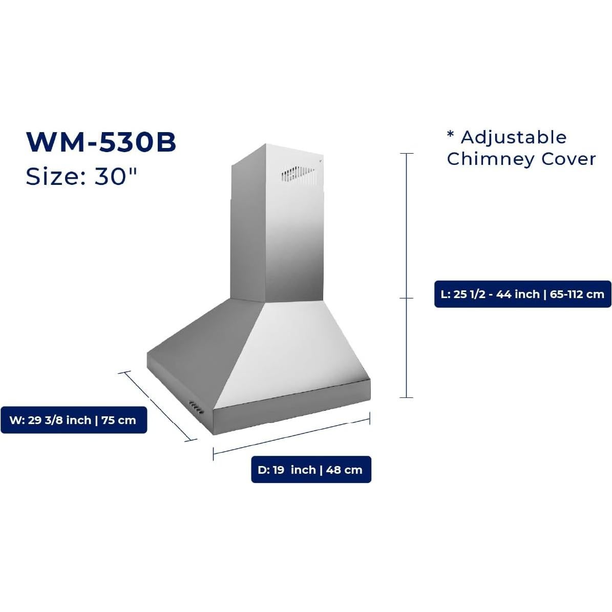 Campana Extractora de Pared Hauslane WM-530 76.2 cm Blanca Mate