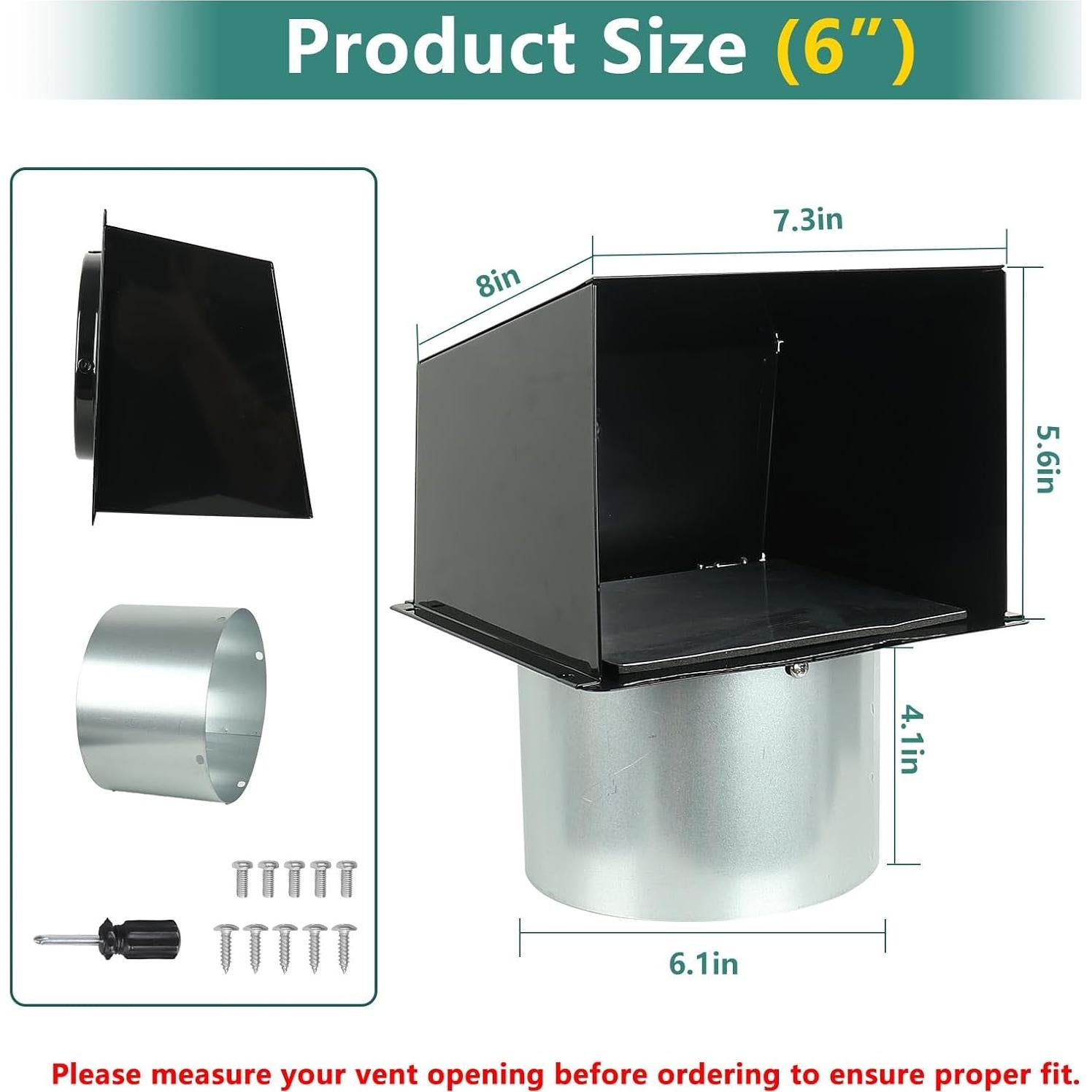 Cubierta de Ventilación de Secadora 6" YLSAZL Negra