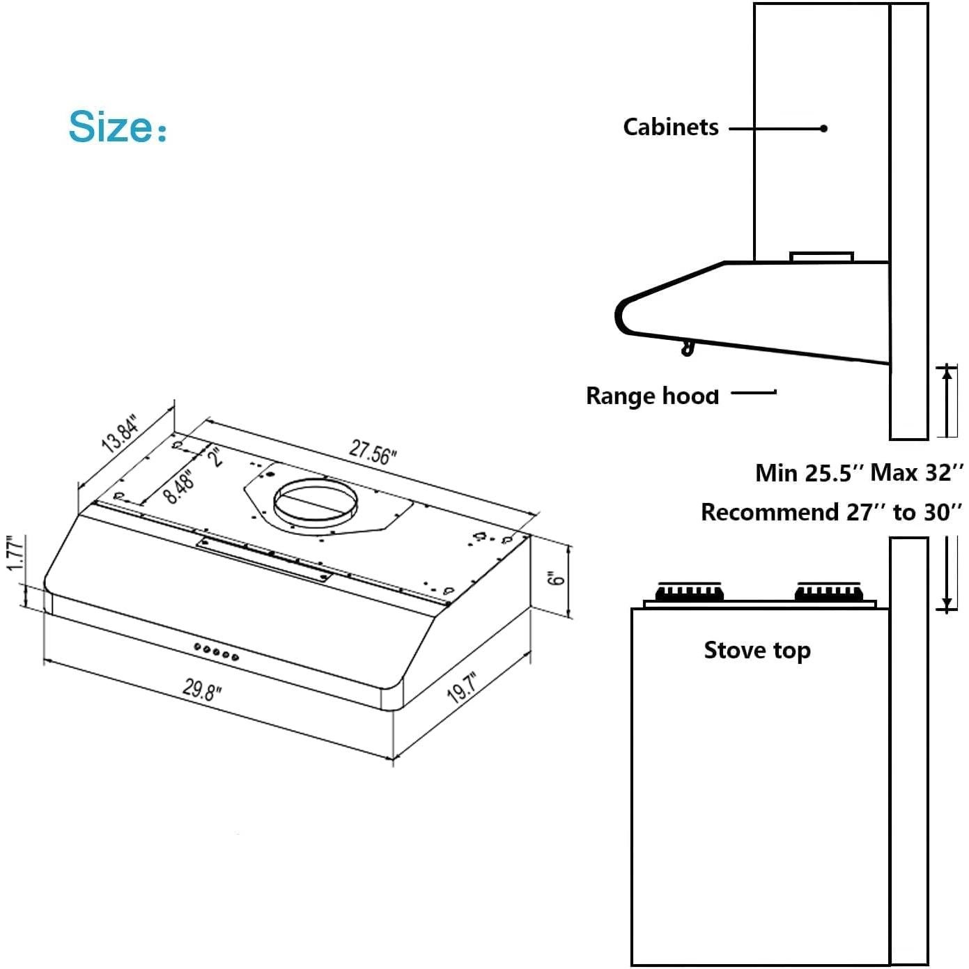 Campana Extractora Gelincare 30" Acero Inoxidable 450 CFM