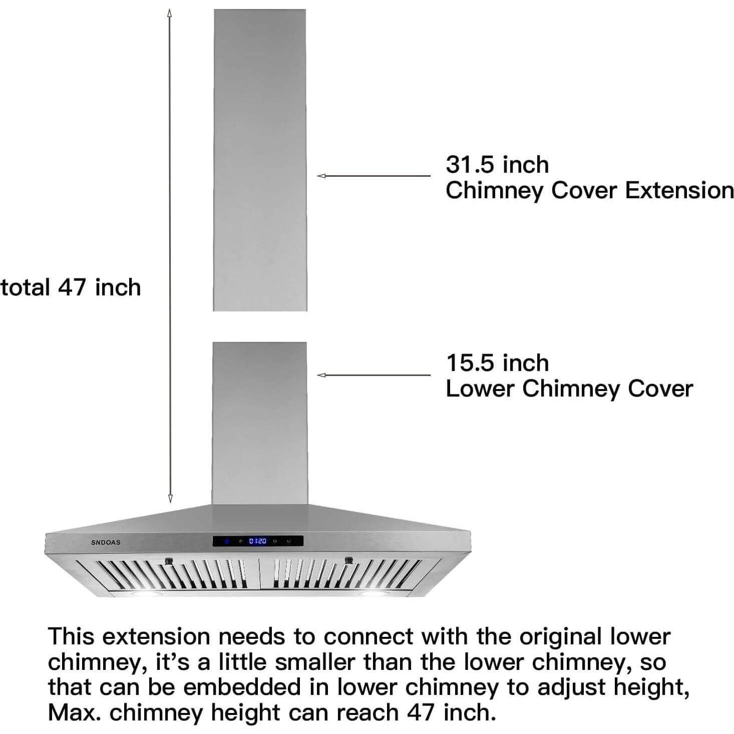 Extensión Chimenea Acero Inoxidable SNDOAS GD24 80 cm Plata
