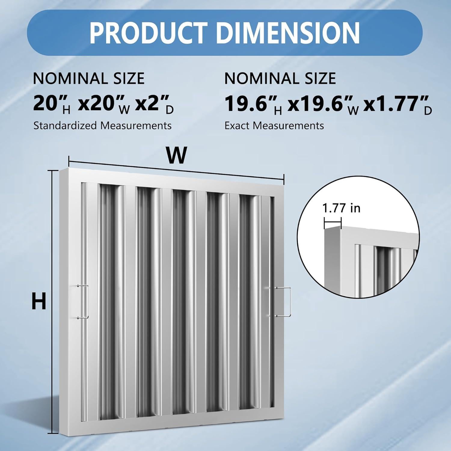 Filtro de Grasa de Baffle HYITCL 49.5x49.5 cm Acero Inoxidable