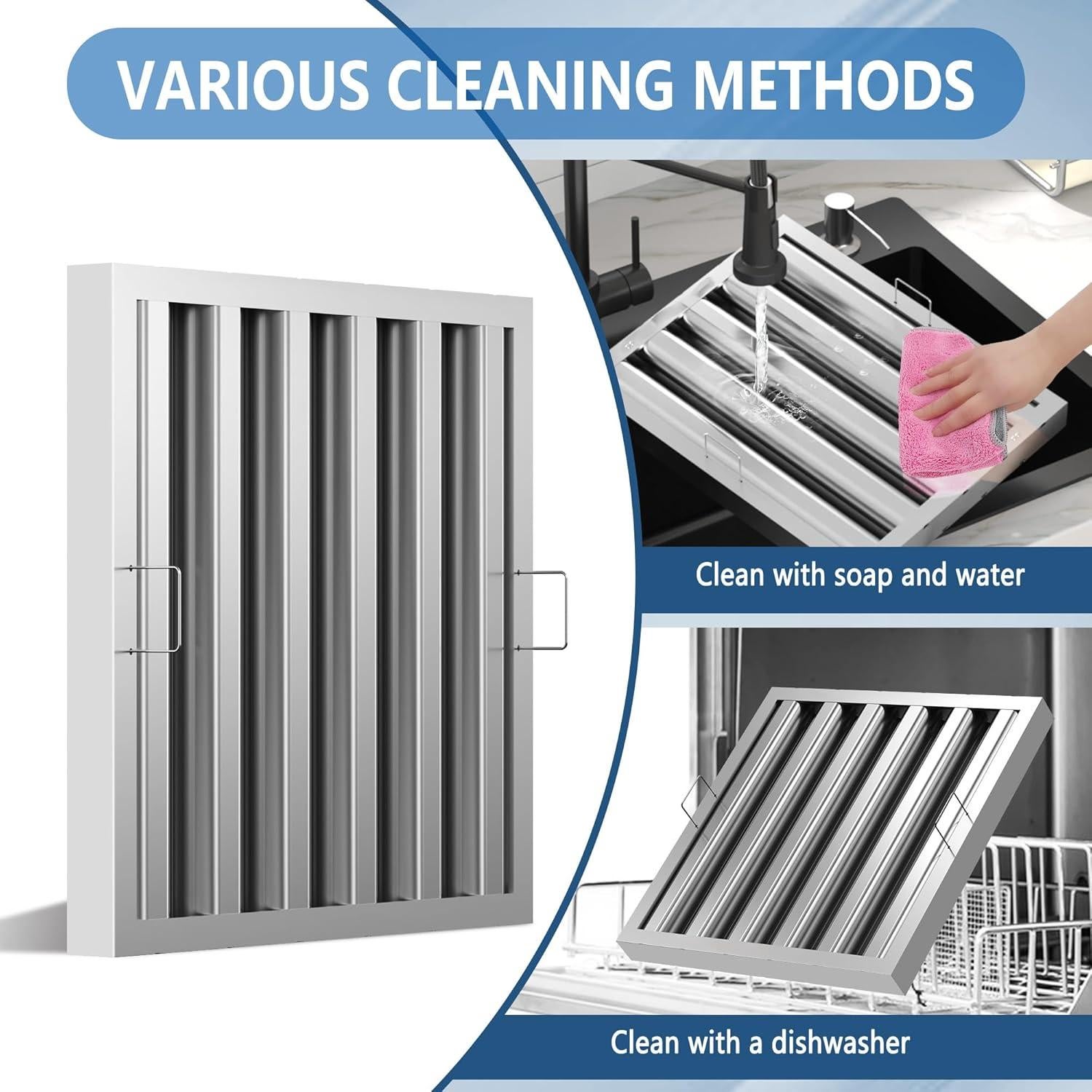 Filtro de Grasa de Baffle HYITCL 49.5x49.5 cm Acero Inoxidable