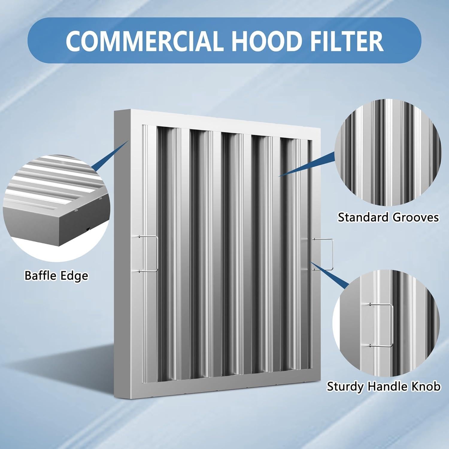 Filtro de Grasa de Baffle HYITCL 49.5x49.5 cm Acero Inoxidable