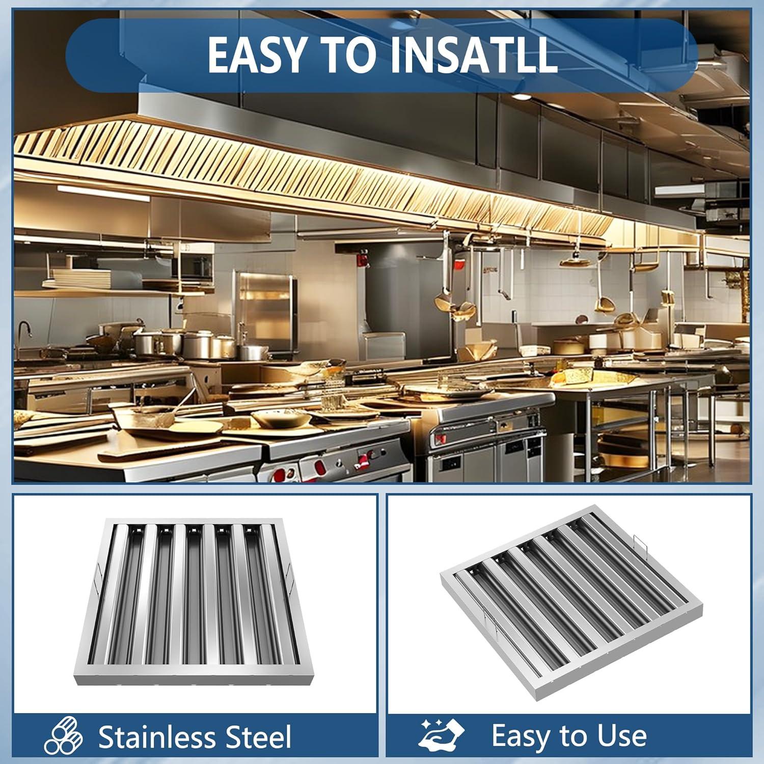 Filtro de Grasa de Baffle HYITCL 49.5x49.5 cm Acero Inoxidable