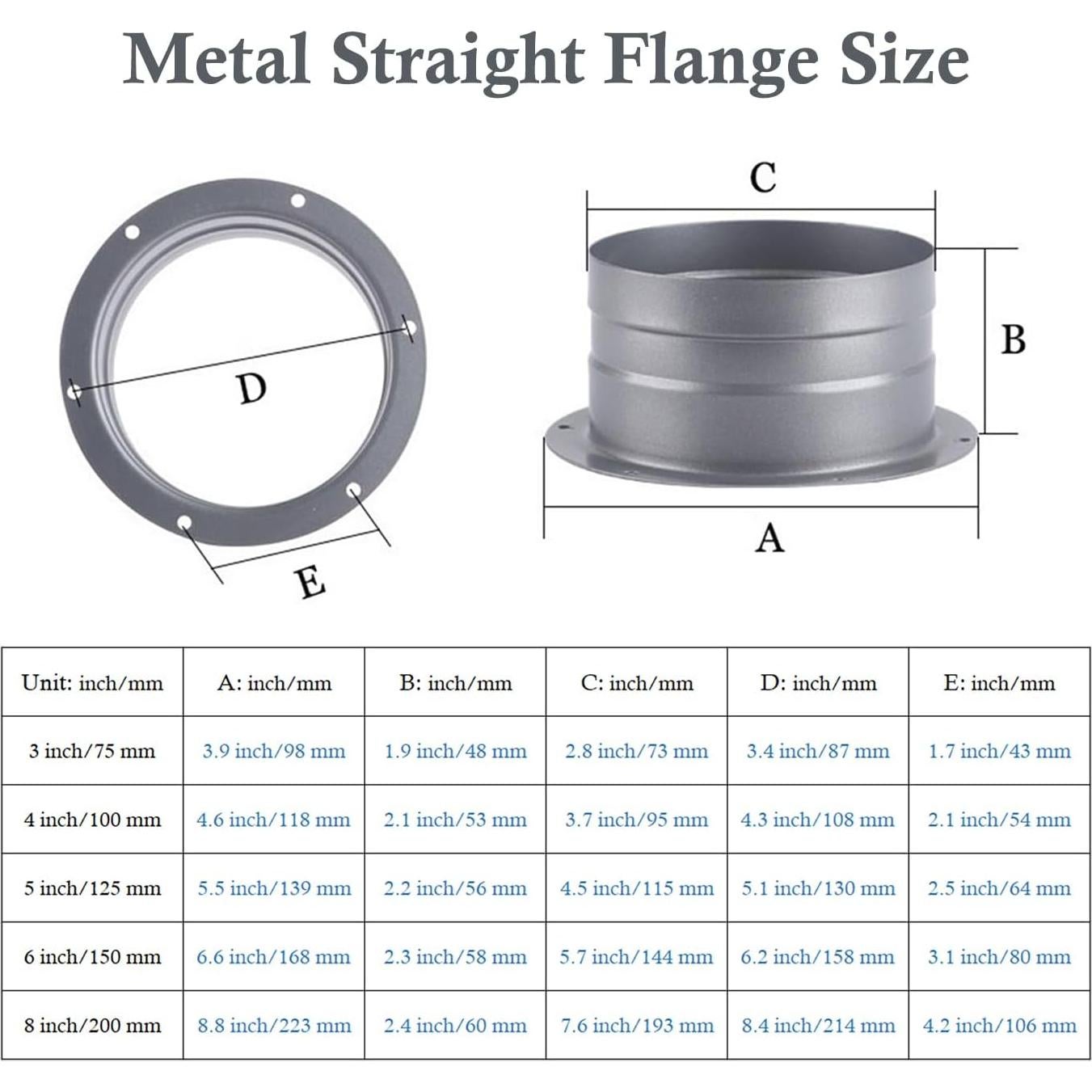 Conector de Ducto Metálico Recto 10 cm ASHXFSH con Brida