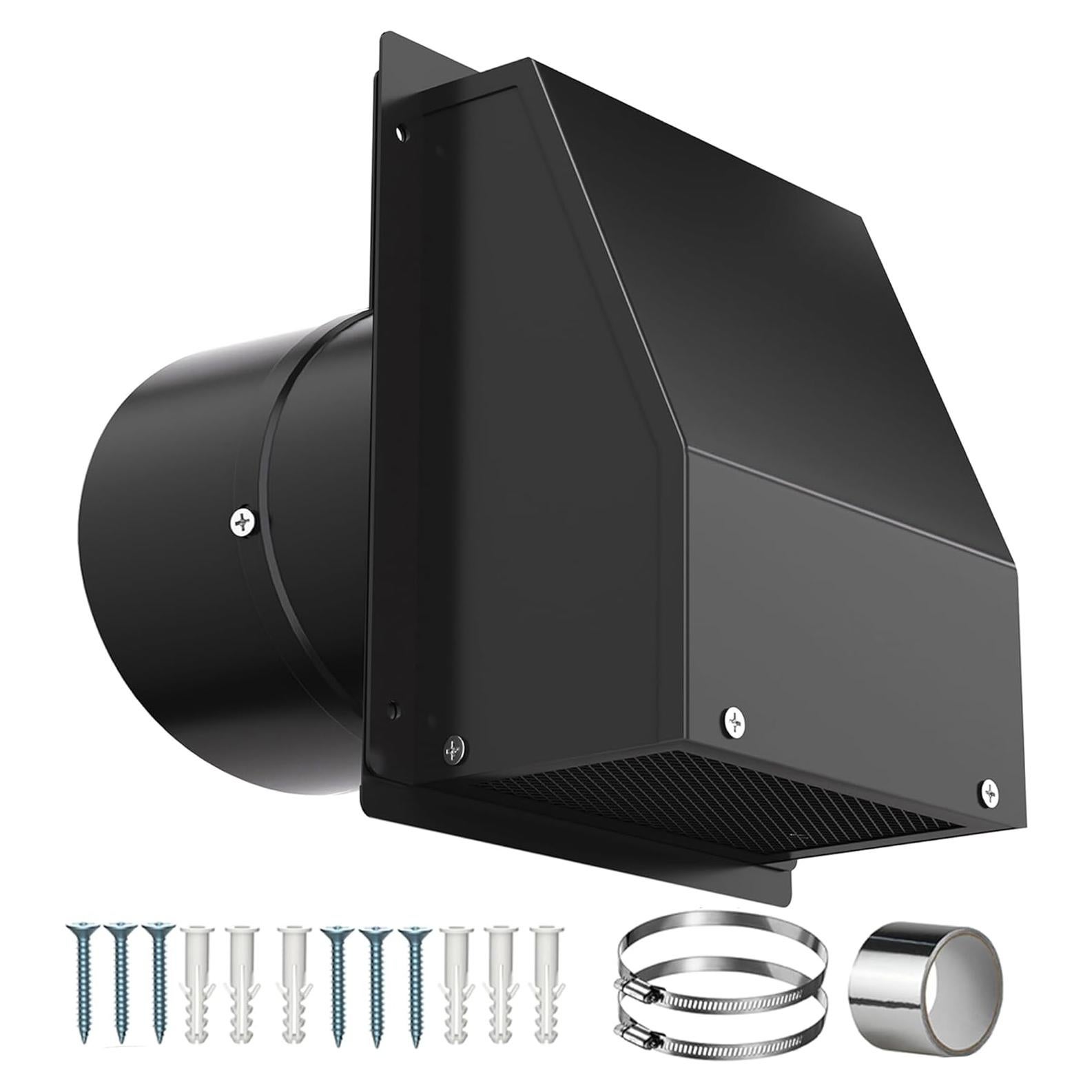 Ventilación de Pared 8" Acero Galvanizado con Pantalla y Compensador