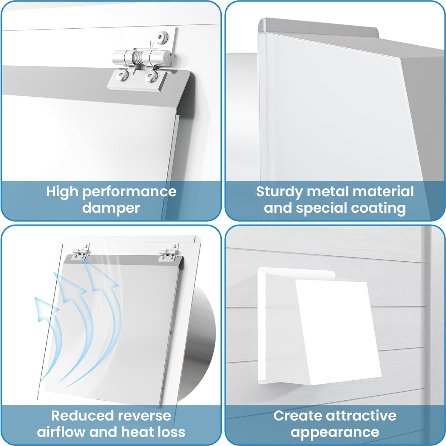 Cubierta de Ventilación de Pared AOWALEN 20.32cm Blanco
