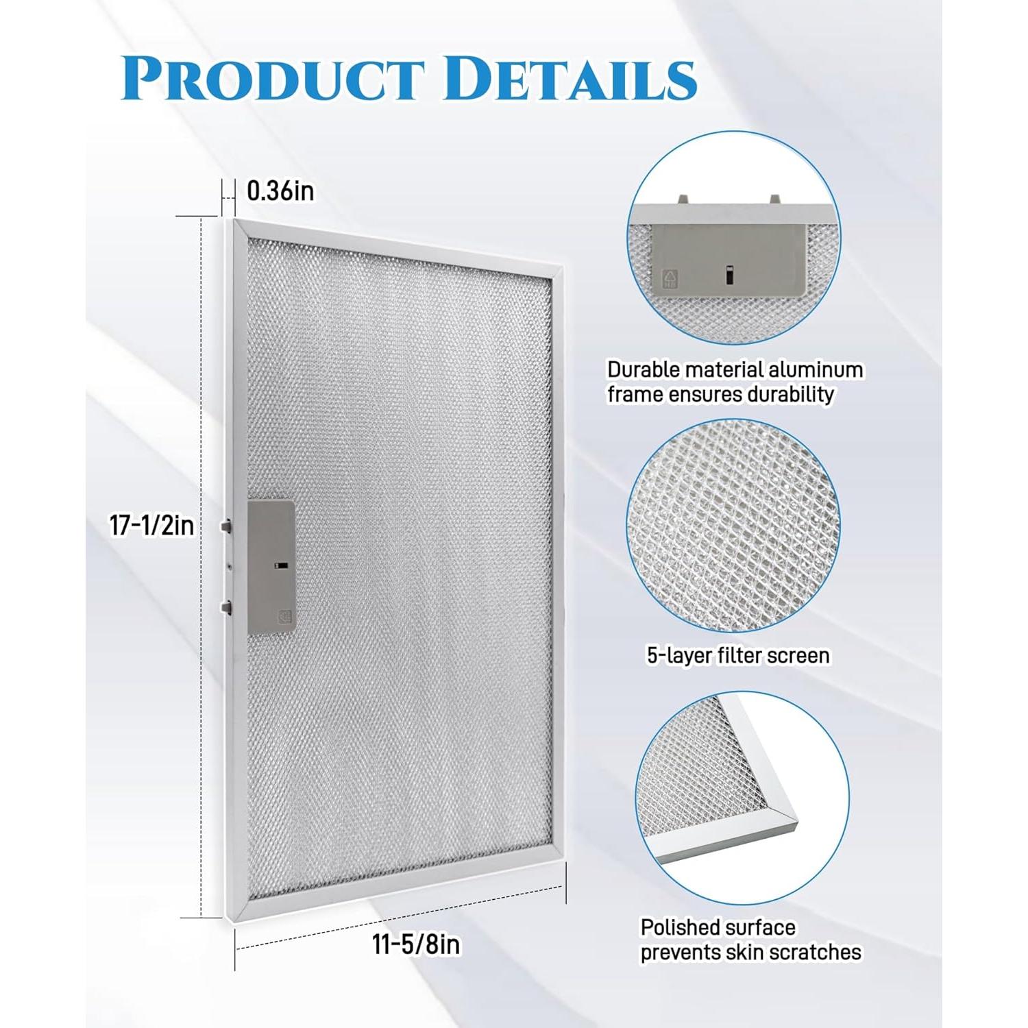 2 Filtros de Grasa AWTURBO WB02X11012 para Campana Extractora