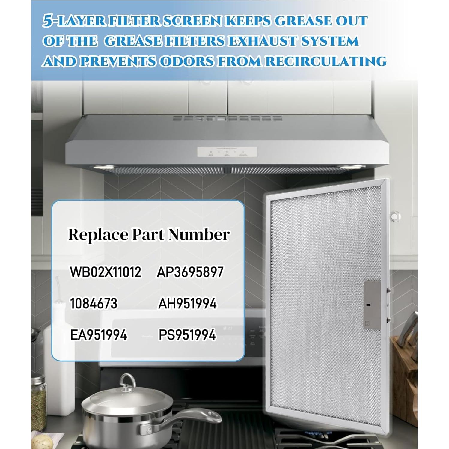 2 Filtros de Grasa AWTURBO WB02X11012 para Campana Extractora