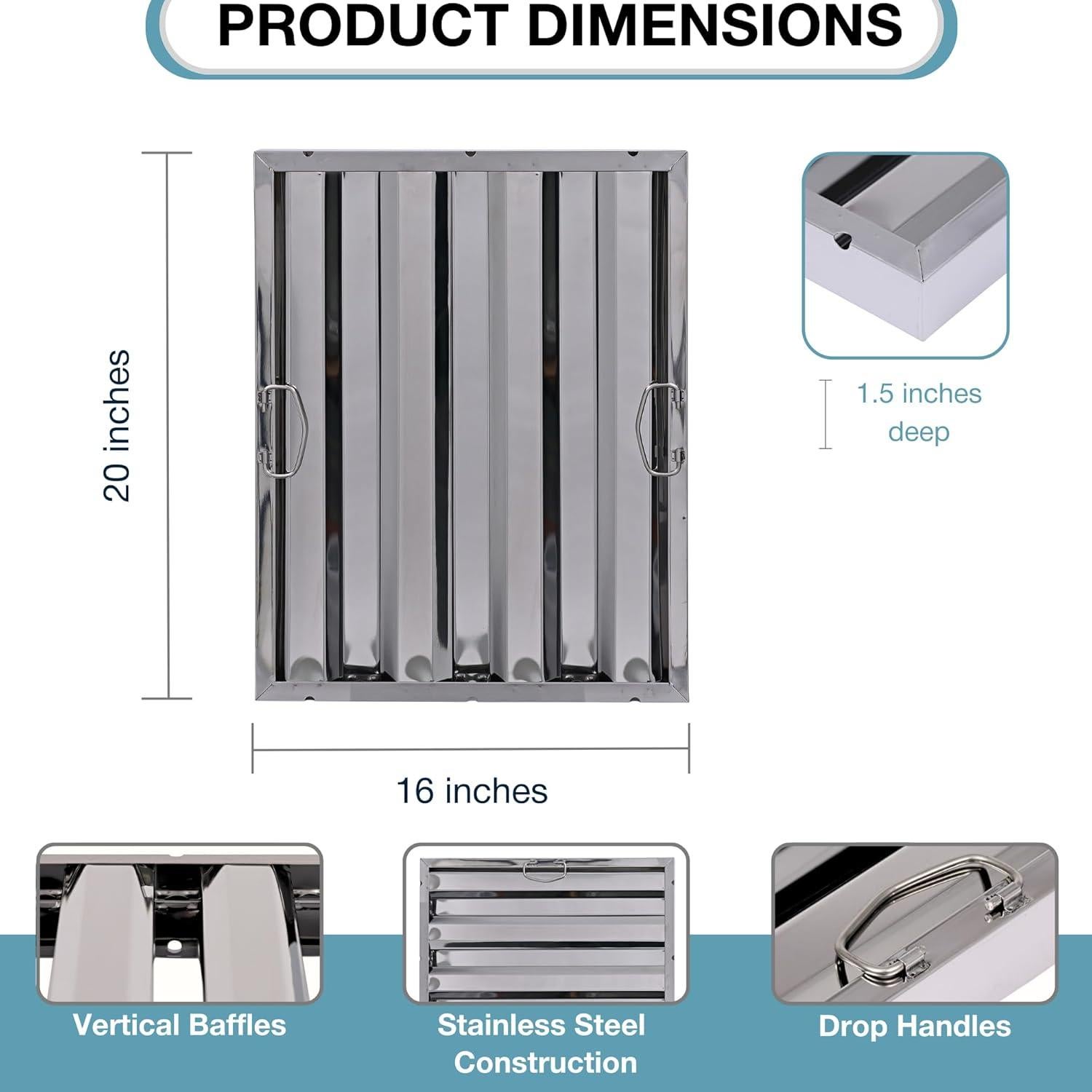 Filtro de Campana Comercial Allmont 40.6 x 50.8 cm Acero Inoxidable