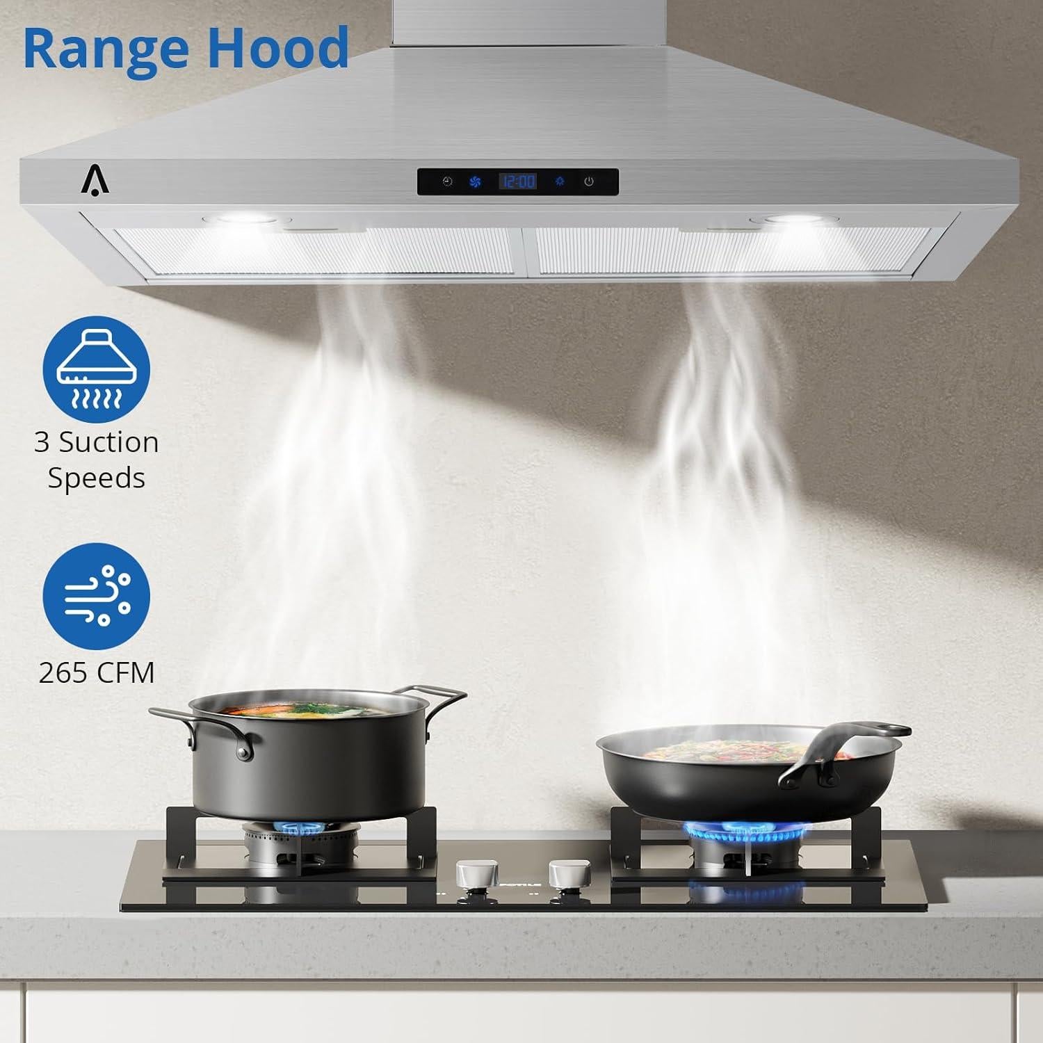 Campana Extractora de Pared Hipicute 81cm Acero Inoxidable 265 CFM