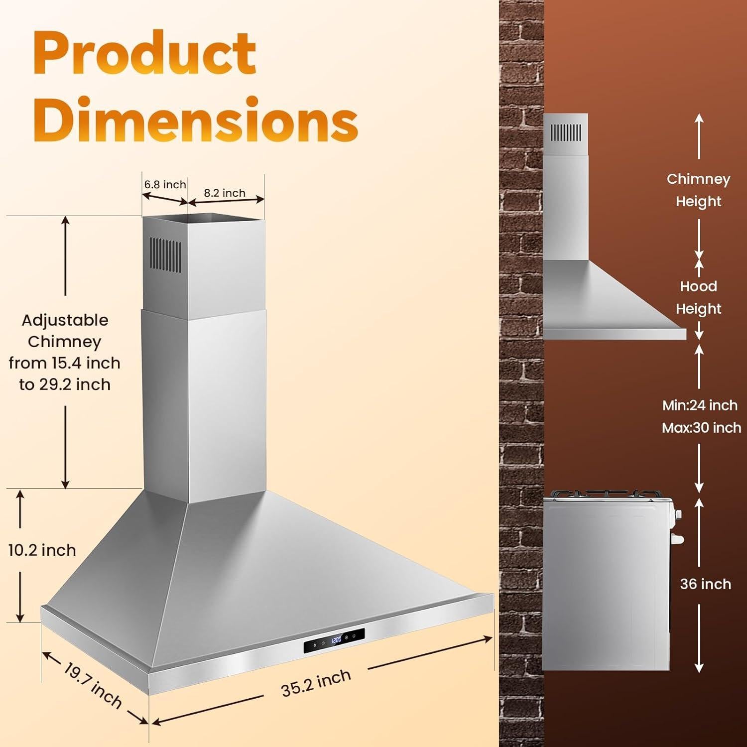 Campana Extractora Tieasy 36" Acero Inoxidable 700 CFM