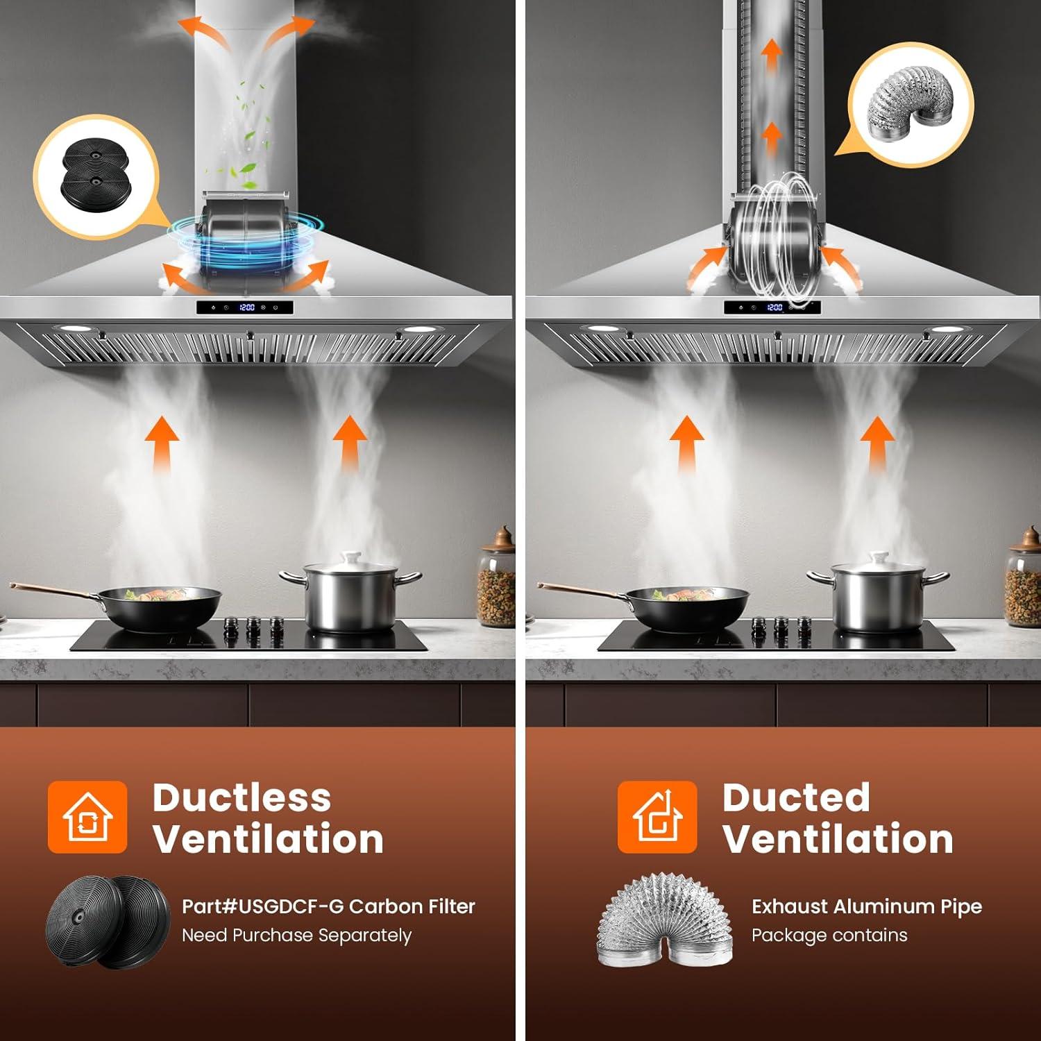 Campana Extractora Tieasy 36" Acero Inoxidable 700 CFM
