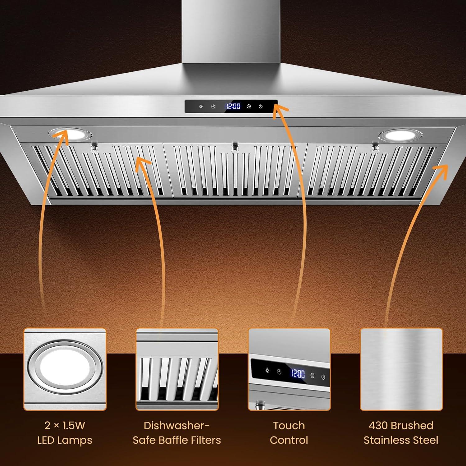 Campana Extractora Tieasy 36" Acero Inoxidable 700 CFM