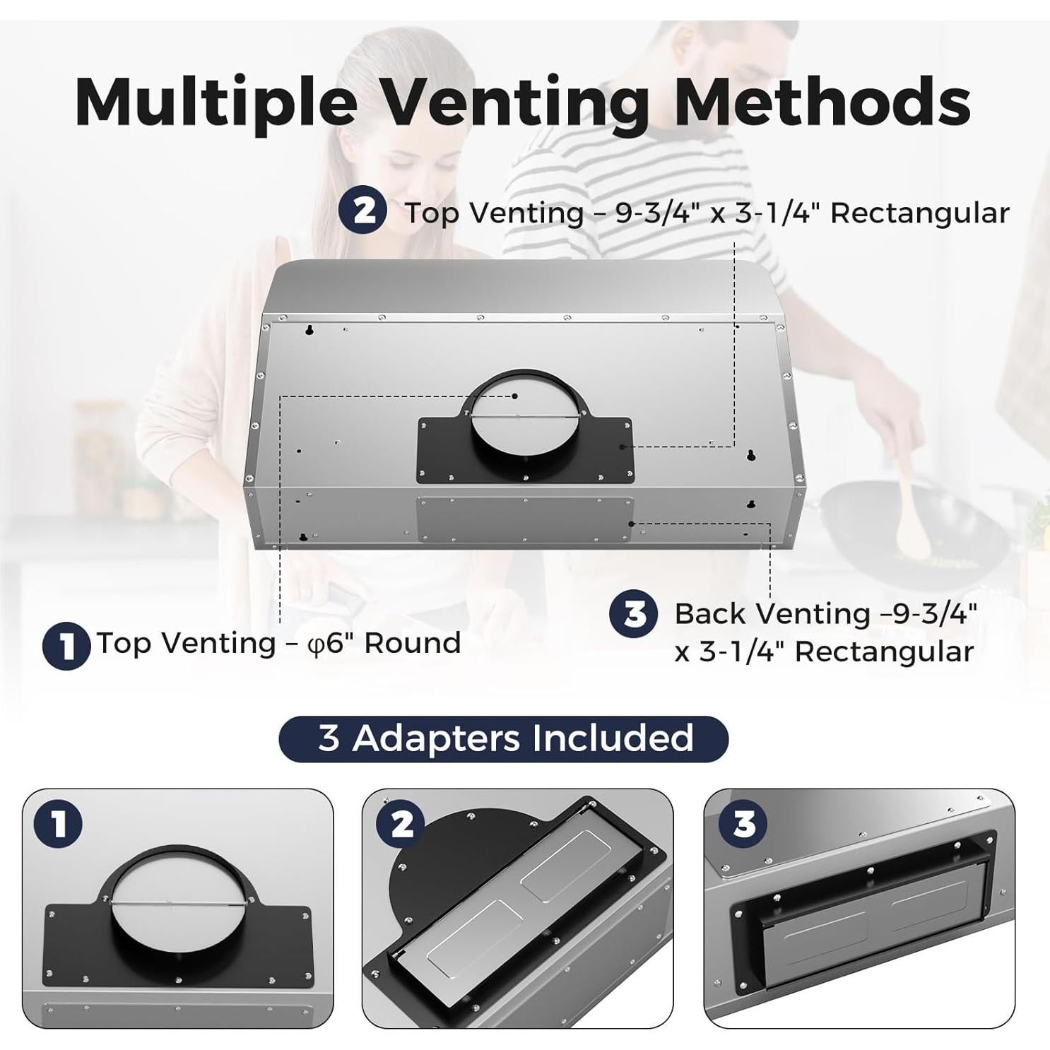 Campana de Cocina COSTWAY 75 cm 900 CFM Control Gestos LED