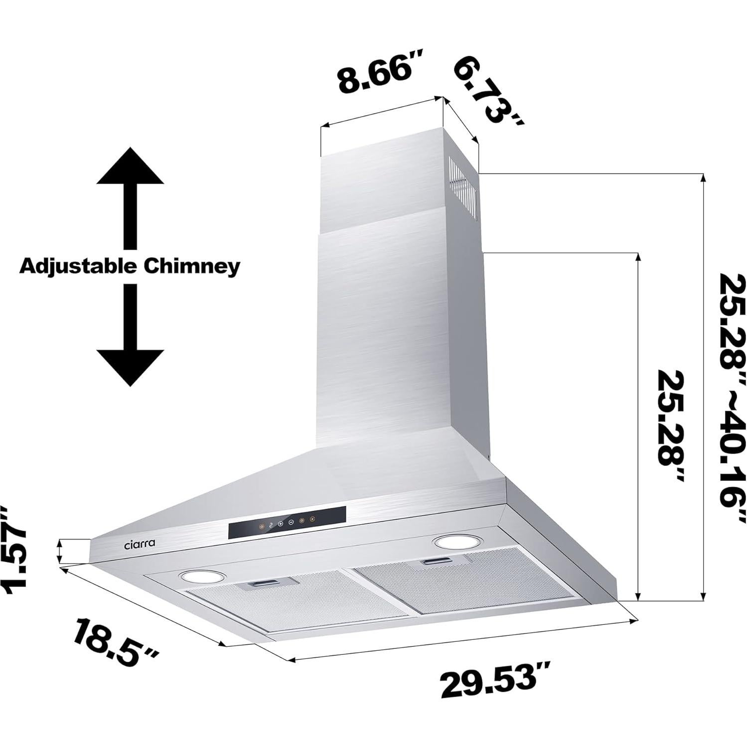 Campana Extractora CIARRA 76 cm Acero Inoxidable 760 m3/h