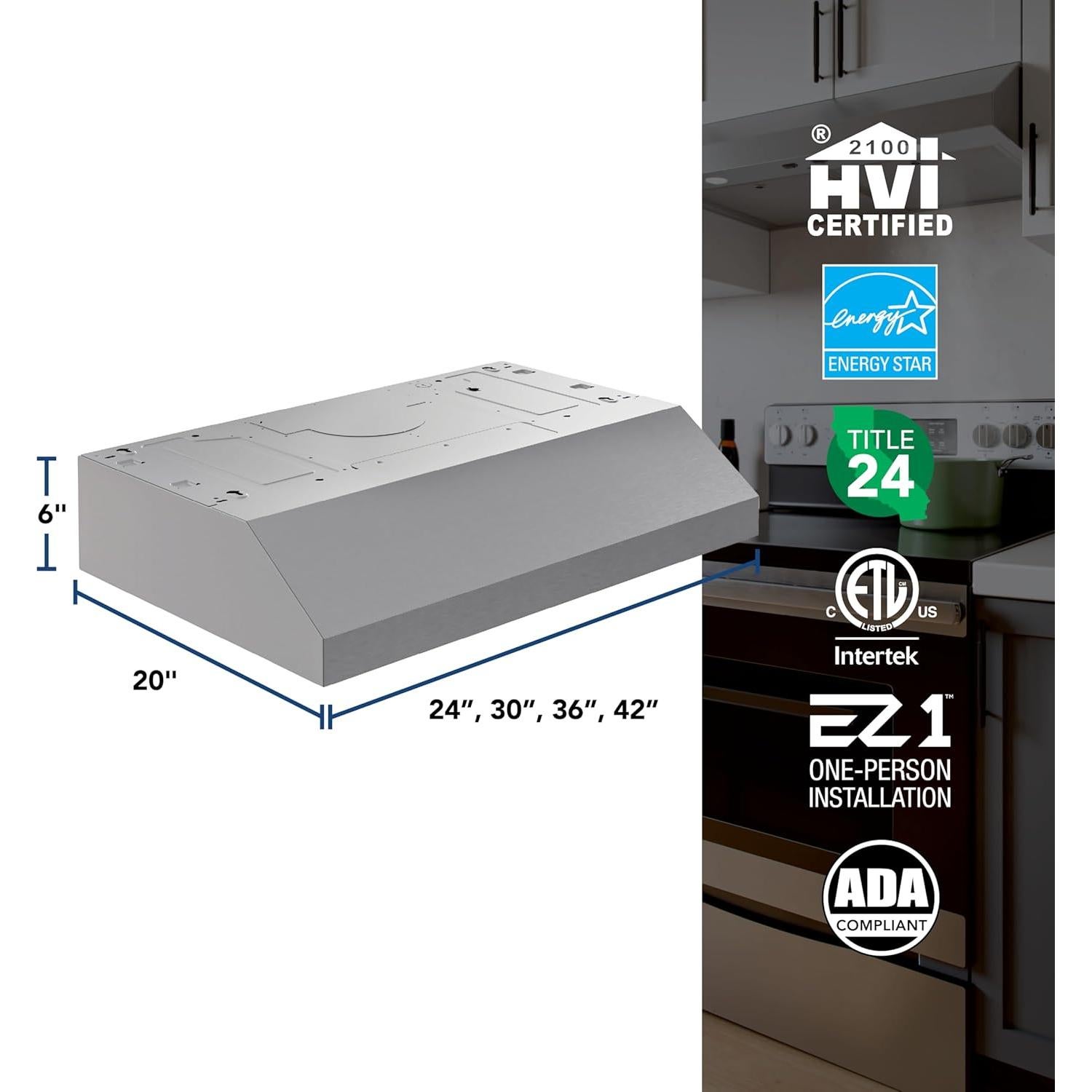Campana Extractora Bajo Gabinete Broan-NuTone GLA1363SS 91cm Acero Inoxidable
