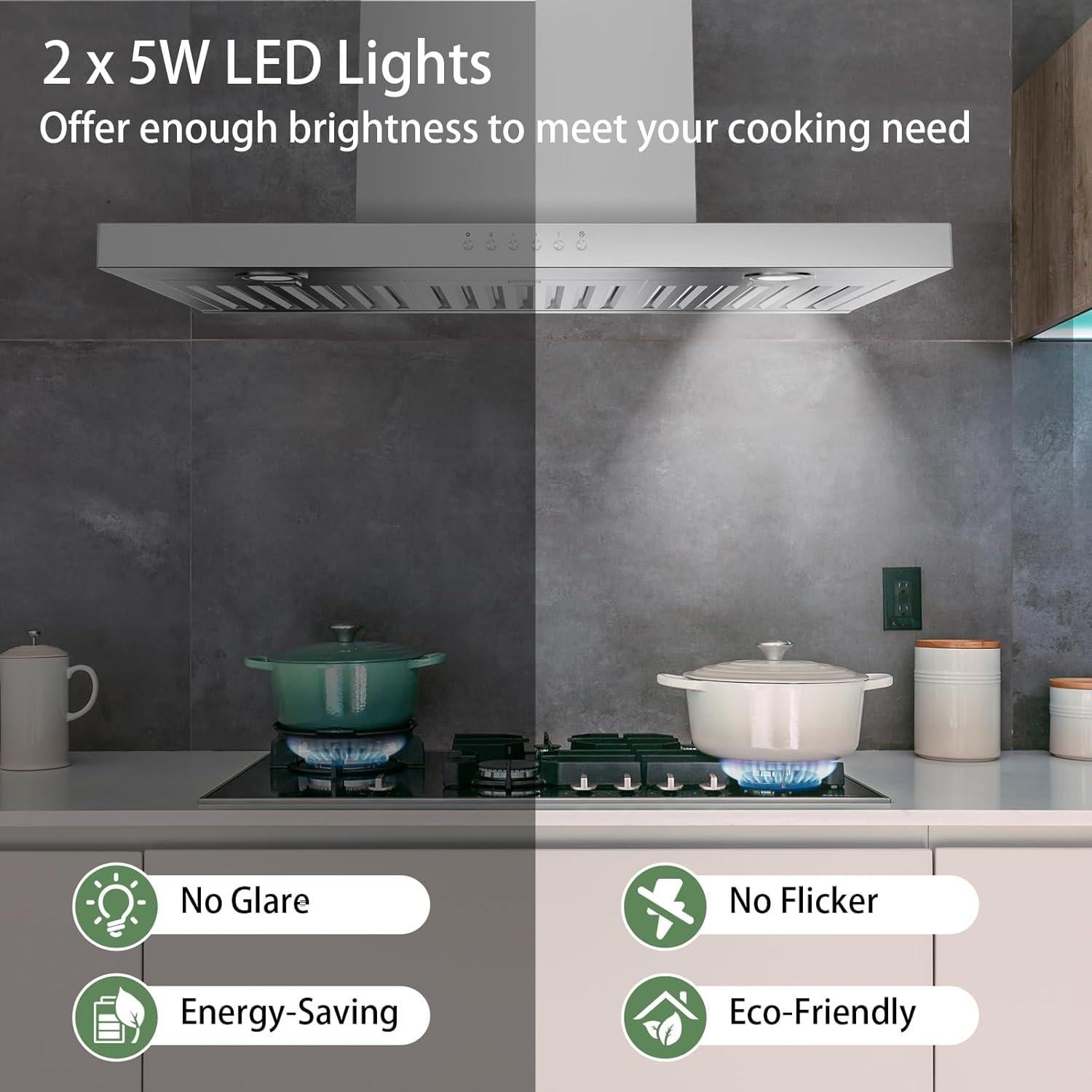 Campana de Cocina ONEEON 76.2 cm Acero Inoxidable 900 CFM