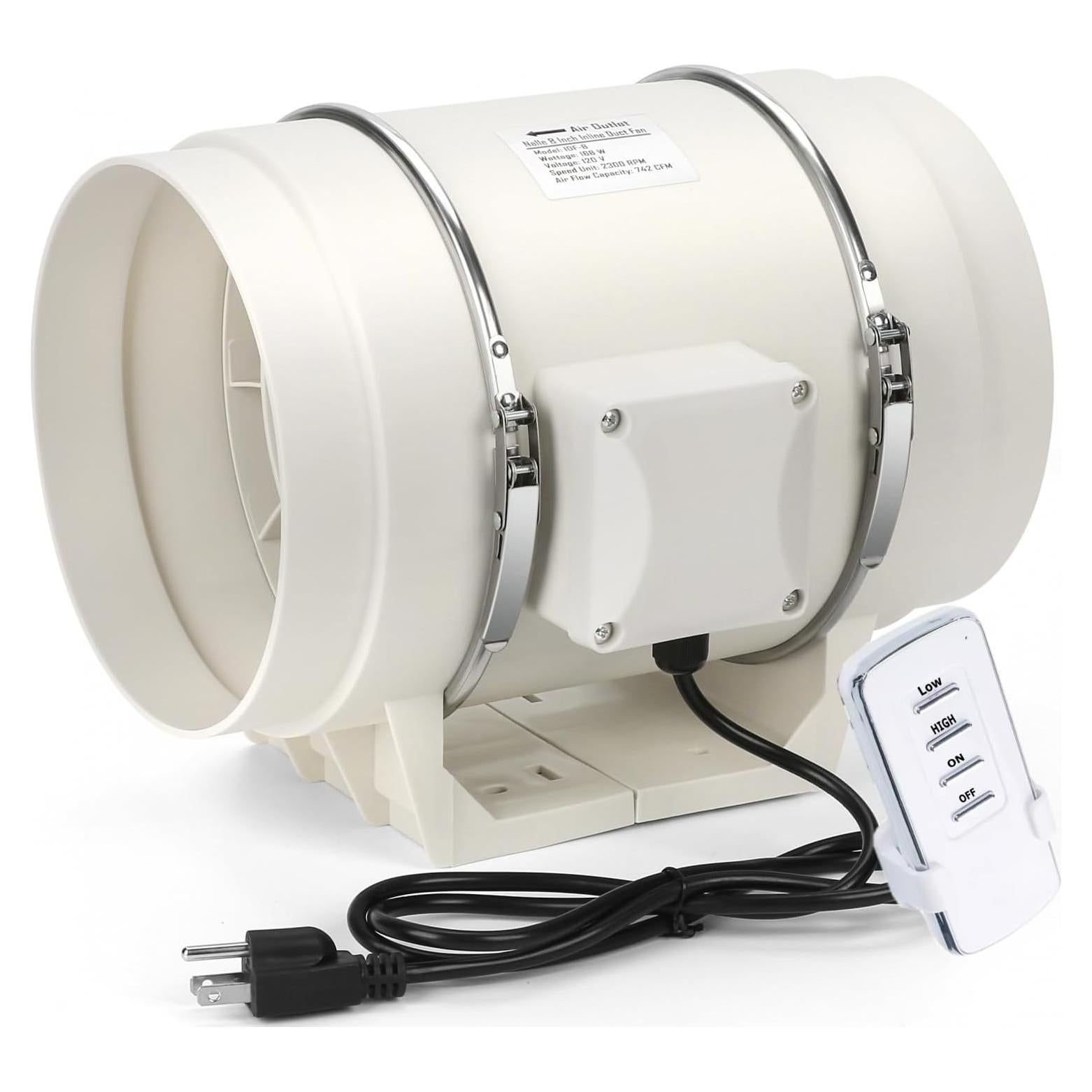 Ventilador de Conducto Nalle 8" con Controlador de Velocidad 168W