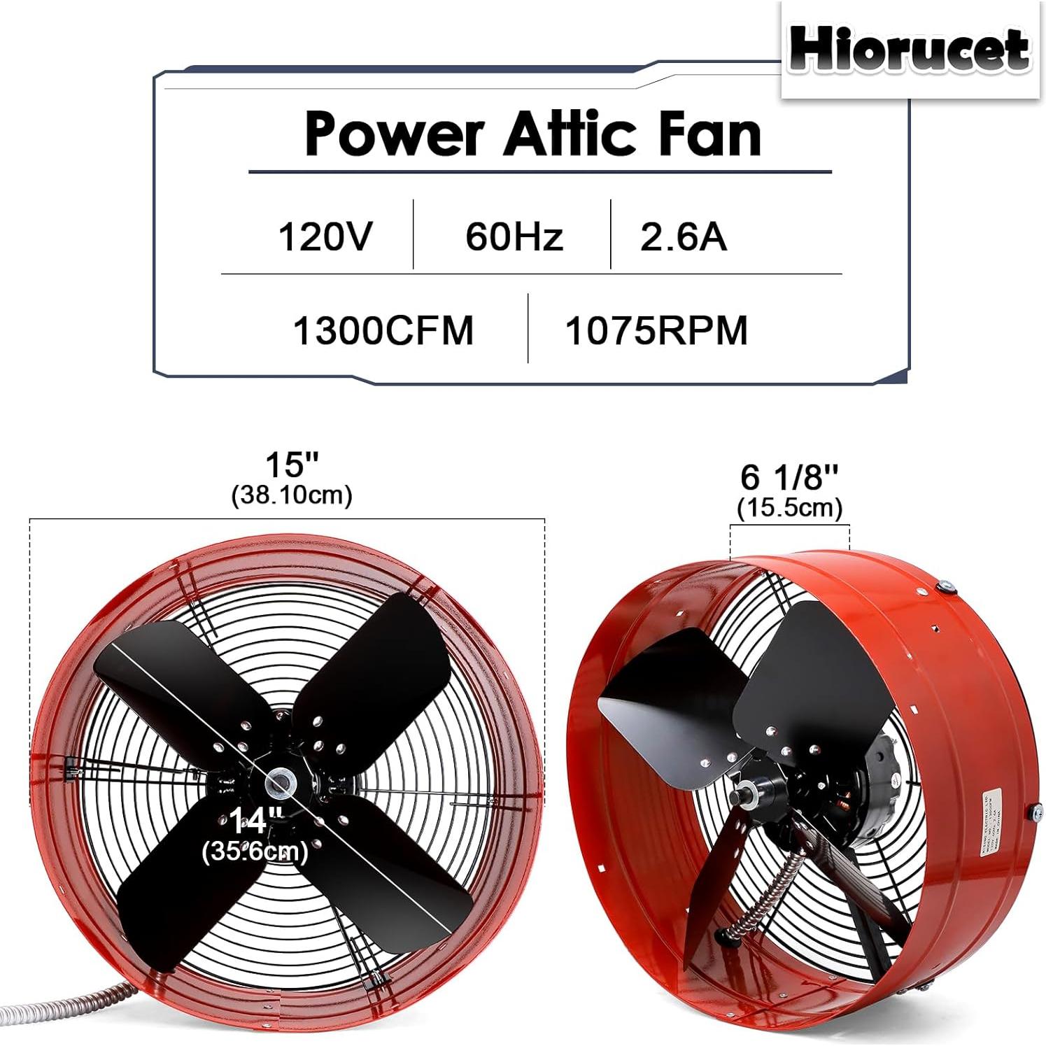 Ventilador de Tejado Hiorucet 1300 CFM con Termostato Ajustable