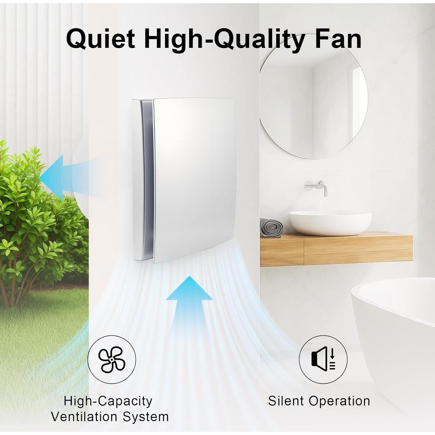 Ventilador de Escape GROWNEER 6" Silencioso 90 CFM Montaje Pared