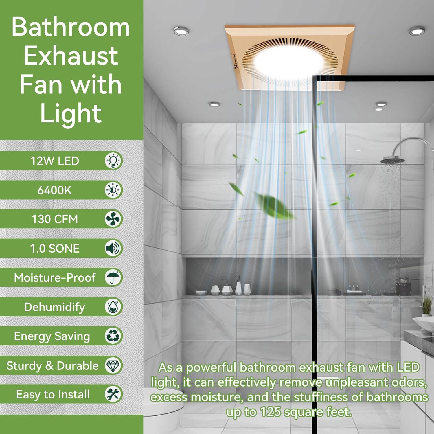 Ventilador Extractor de Baño ApexscnView con Luz LED 26W 130 CFM