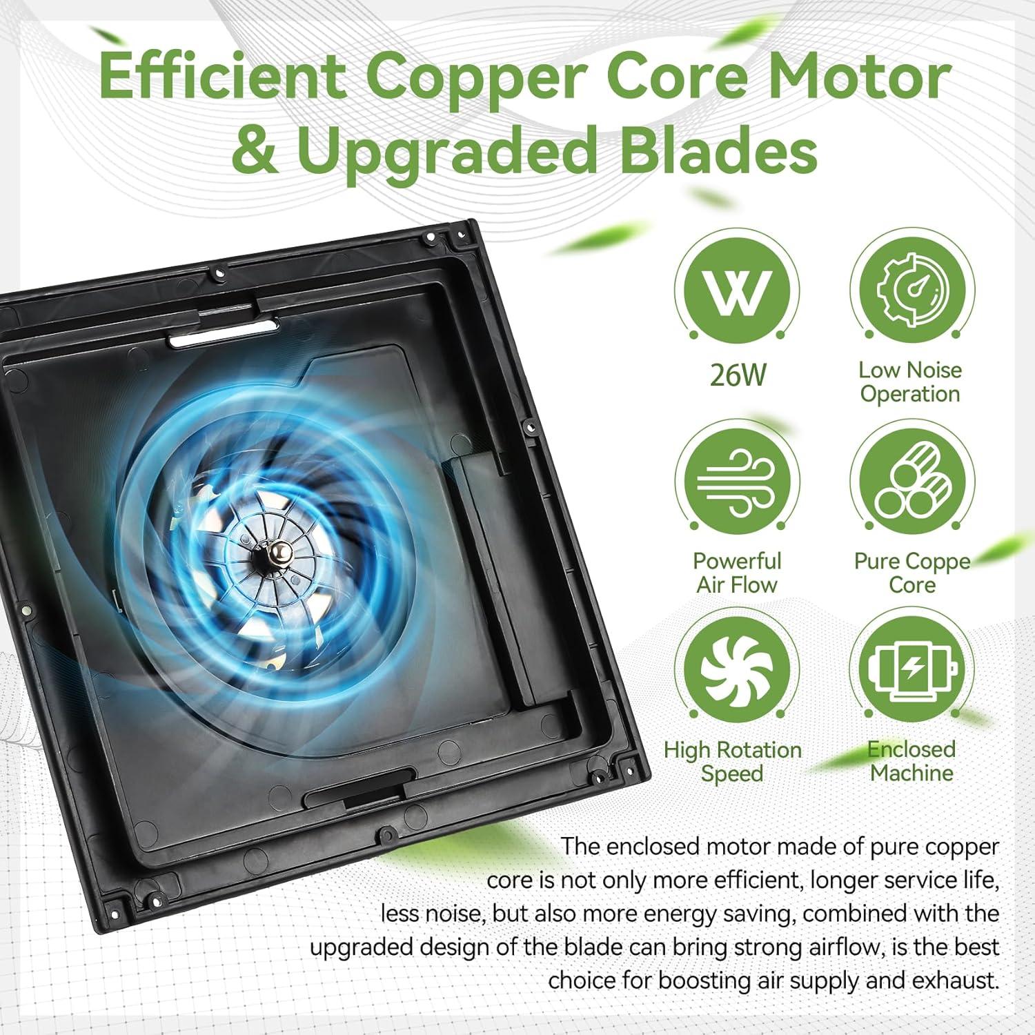 Ventilador Extractor de Baño ApexscnView con Luz LED 26W 130 CFM