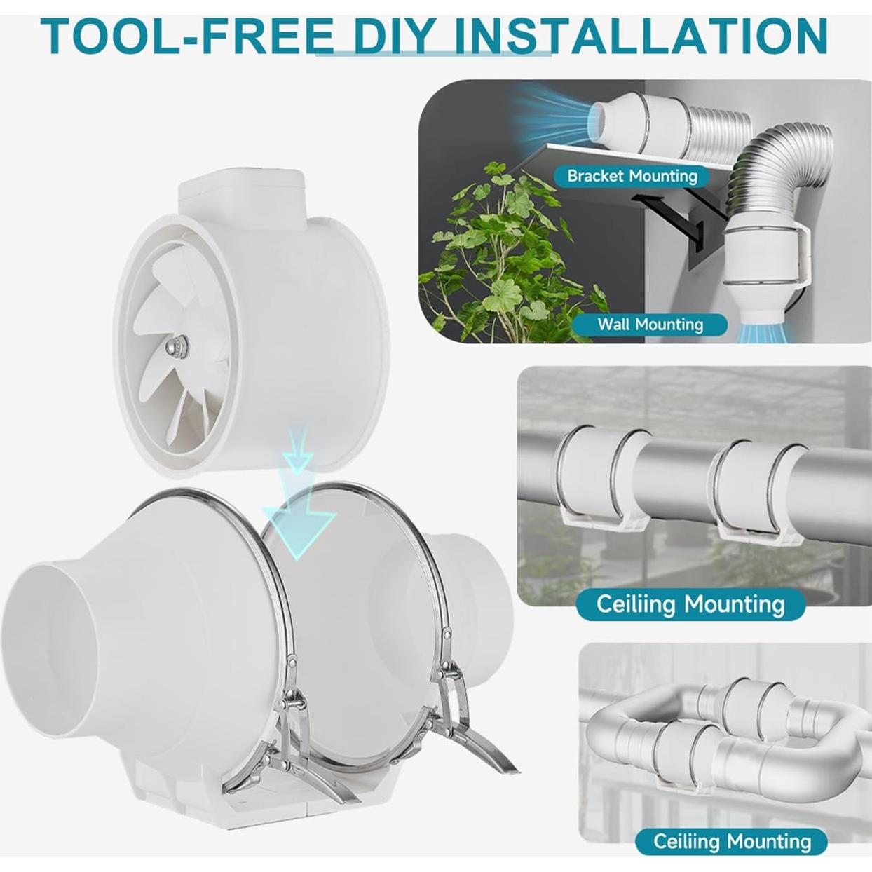 Ventilador de Conducto Modunful 4" - 180 CFM Alta Eficiencia