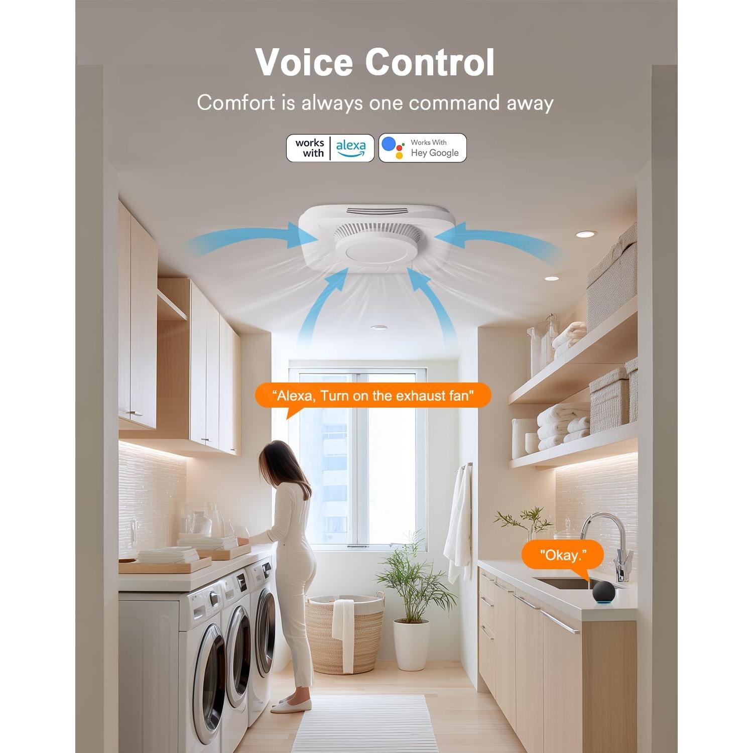 Ventilador de Baño Inteligente Lumary L-BFL12A1 con Luz LED 1000LM