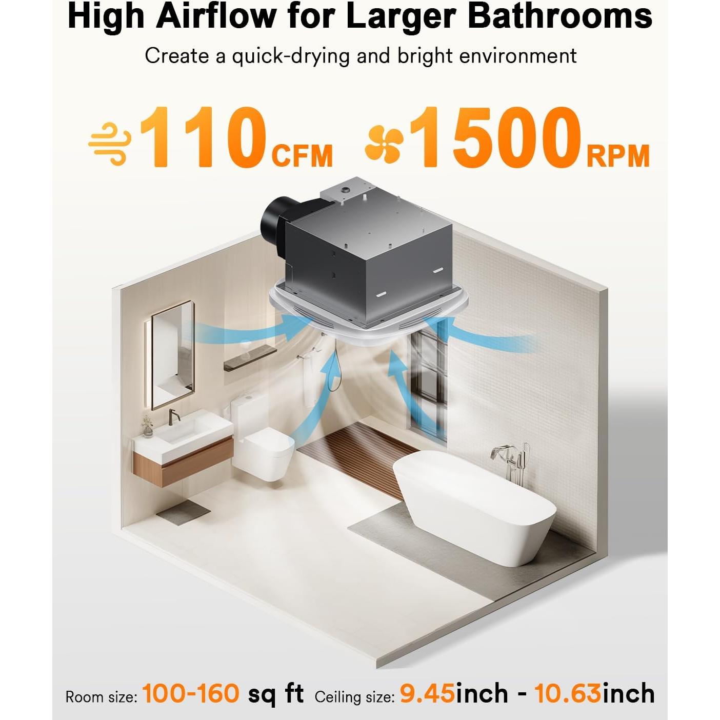 Ventilador de Baño Inteligente Lumary L-BFL12A1 con Luz LED 1000LM