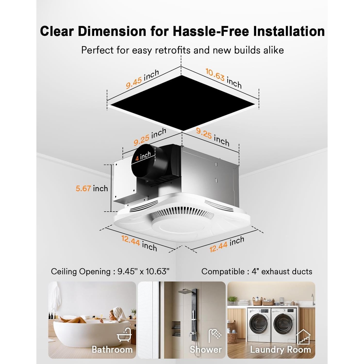 Ventilador de Baño Inteligente Lumary L-BFL12A1 con Luz LED 1000LM