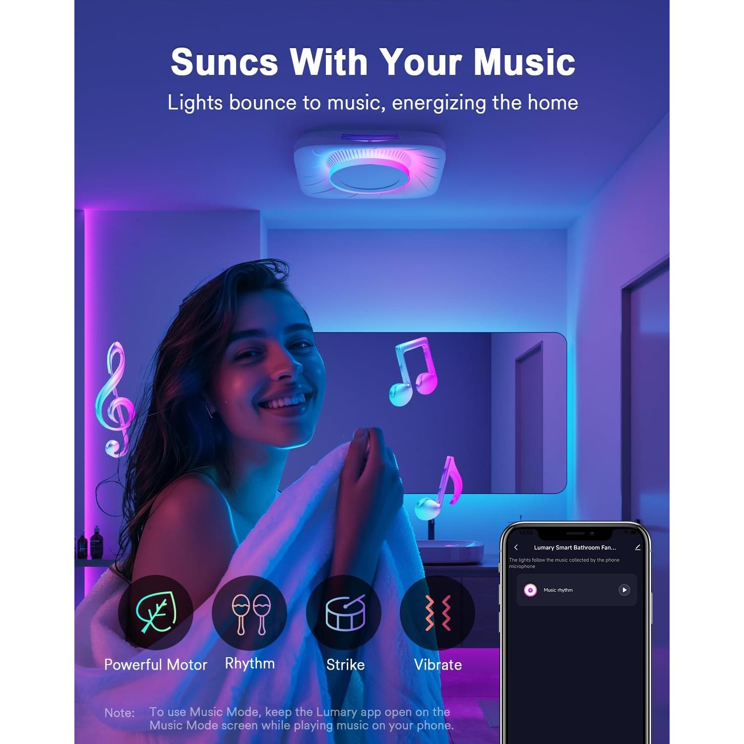 Ventilador de Baño Inteligente Lumary L-BFL12A1 con Luz LED 1000LM