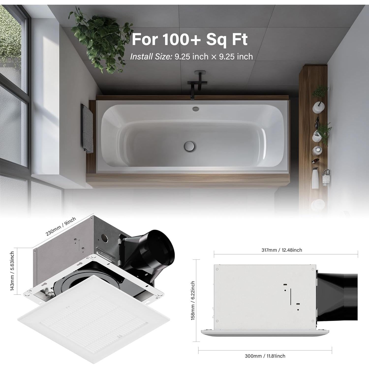 Ventilador de Escape JULLISON 100 CFM para Baño y Hogar