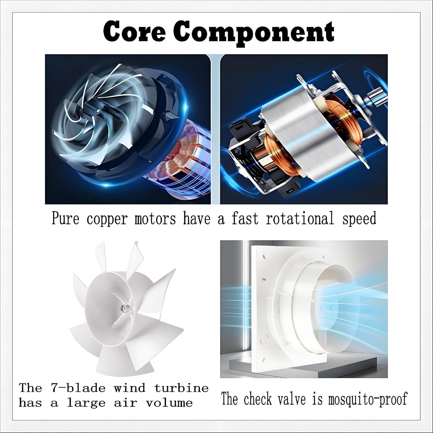 Ventilador de Escape 6" JOANAJO Blanco para Baño y Cocina