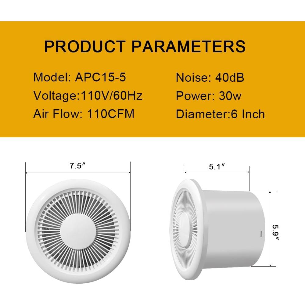Ventilador Extractor YUDEBAO 15.24 cm Silencioso 110 CFM