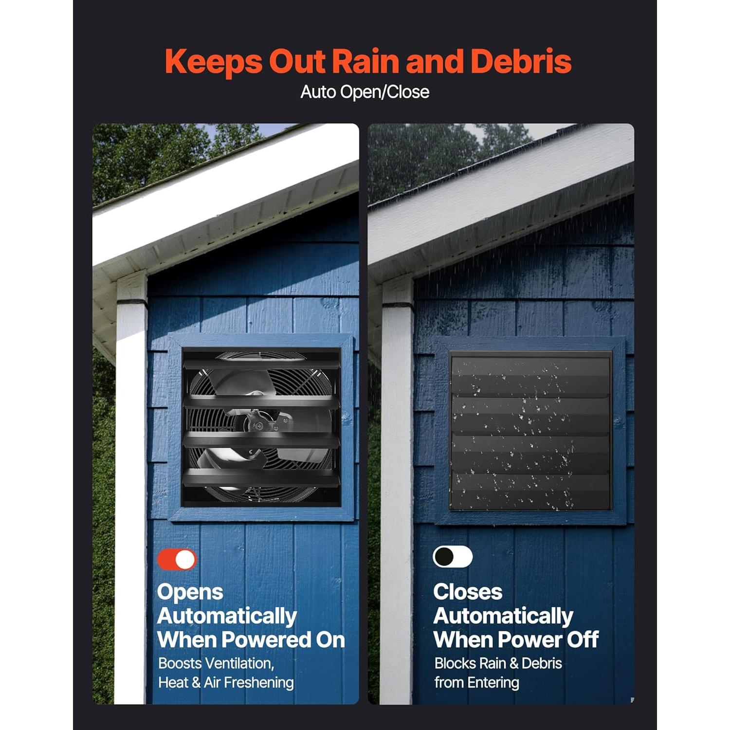 Ventilador Extractor de Persiana VEVOR 35 cm Montaje Pared 2000 CFM